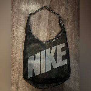 Nike Black and Gray Mesh Shoulder Bag